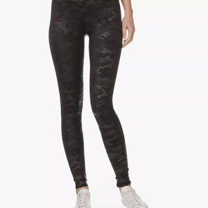 Spanx Womens 1X High-Waisted Black Camo Leggings